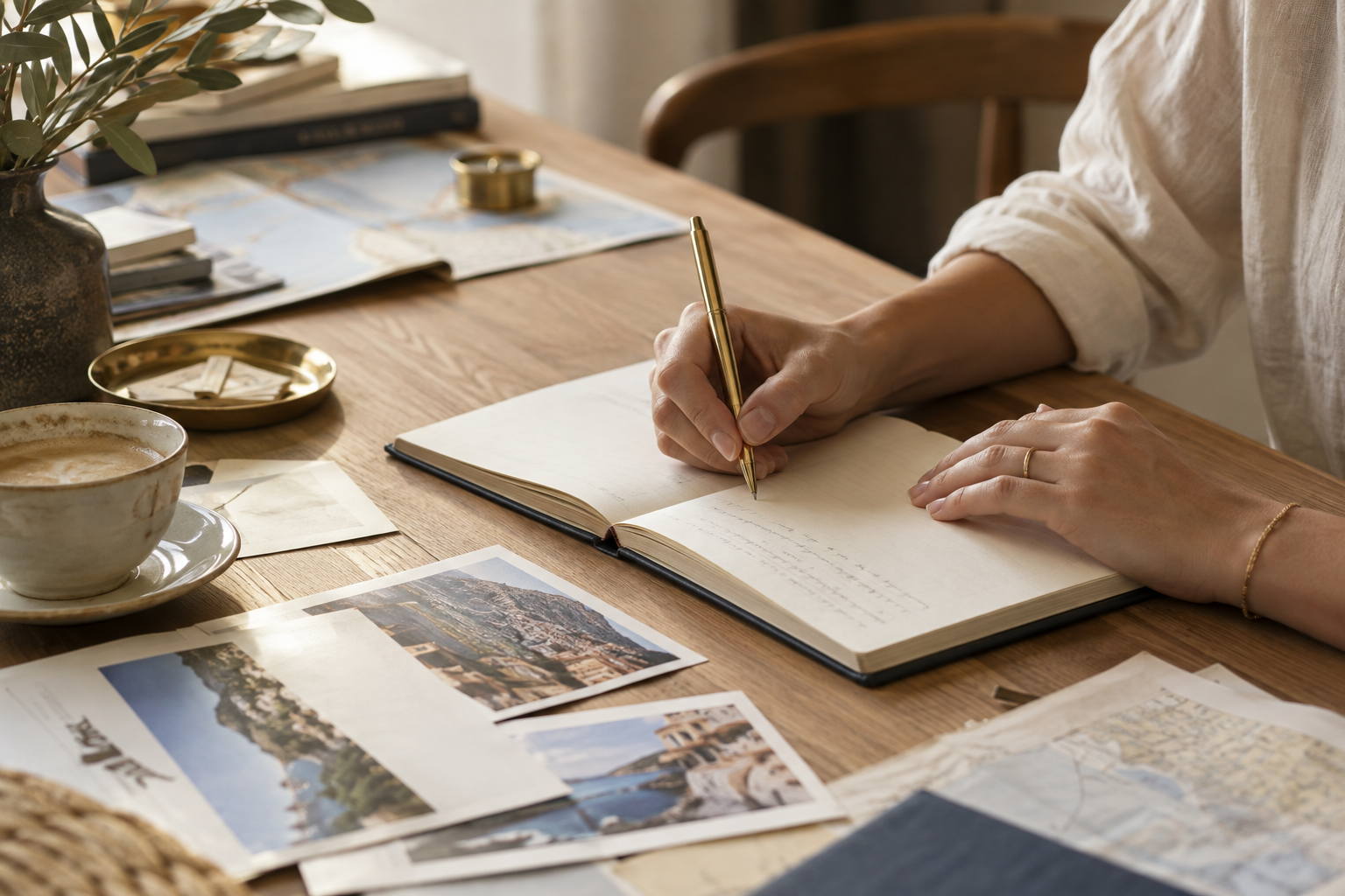 Travel notes in a notebook